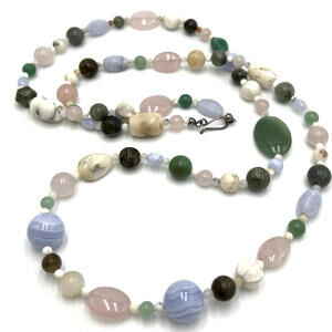 DTR Mine Finds By Jay King Multi Color Agate Jasper Sterling Silver Necklace 42"